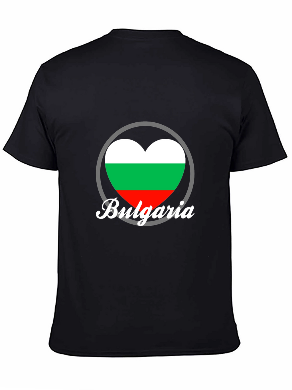Bulgaria Heart Flag T-Shirt - Black Crew Neck Tee