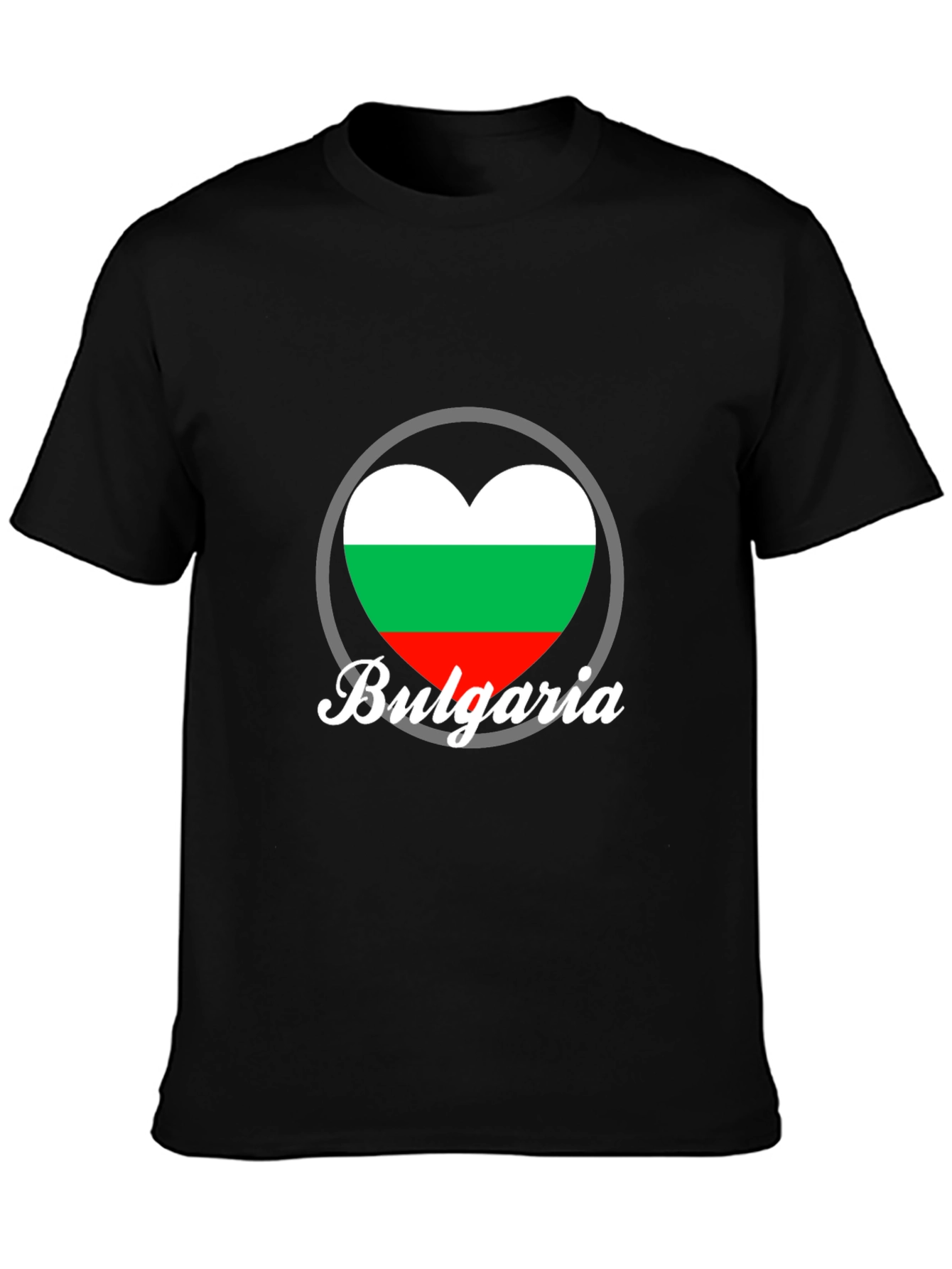 Bulgaria Heart Flag T-Shirt - Black Crew Neck Tee