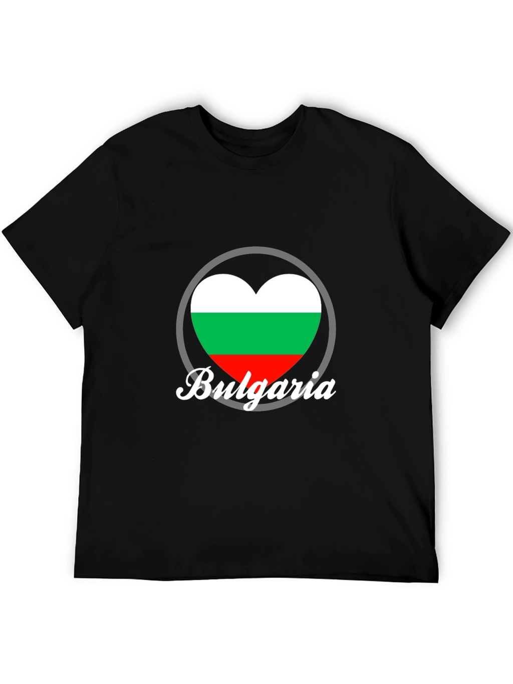Bulgaria Heart Flag T-Shirt - Black Crew Neck Tee