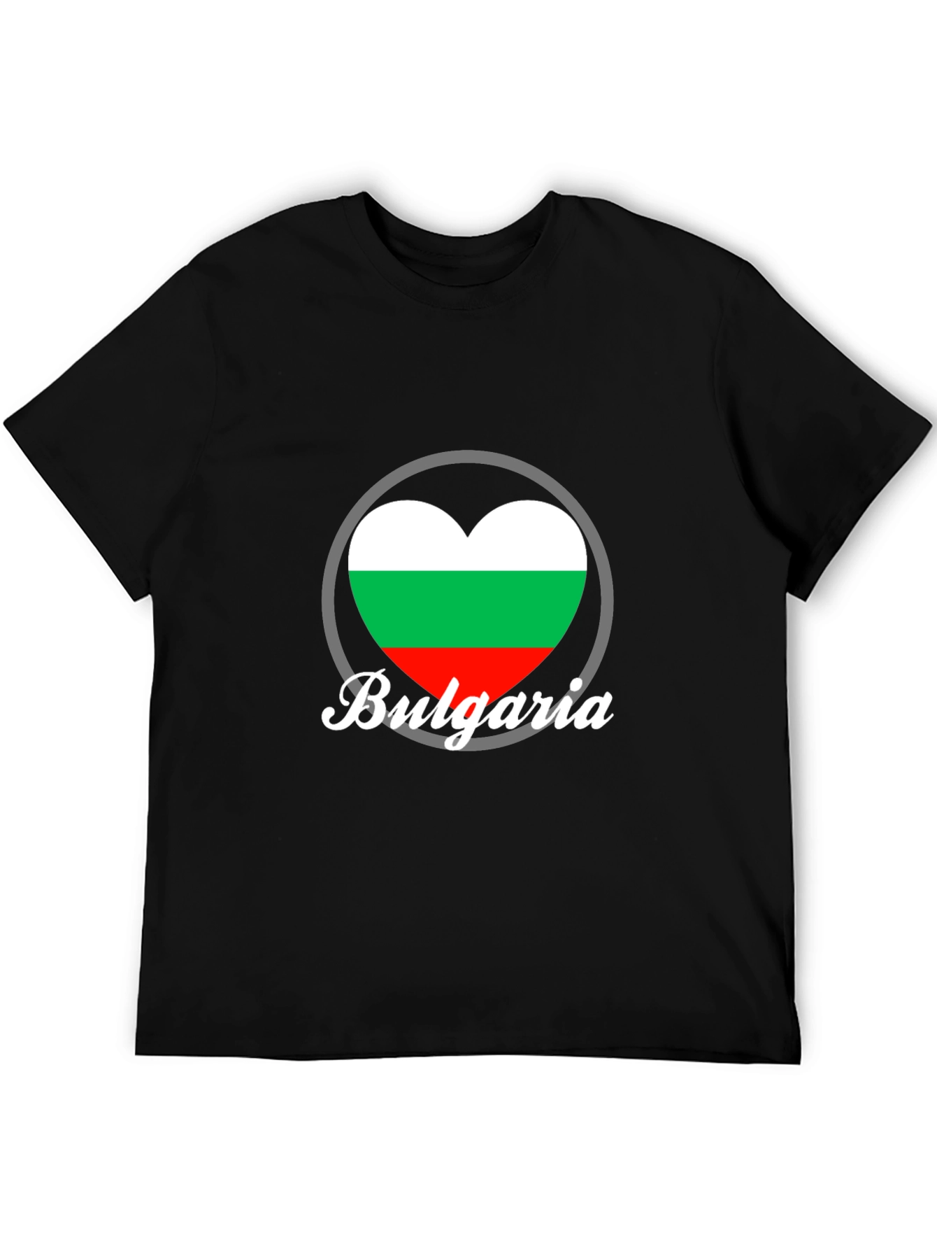 Bulgaria Heart Flag T-Shirt - Black Crew Neck Tee