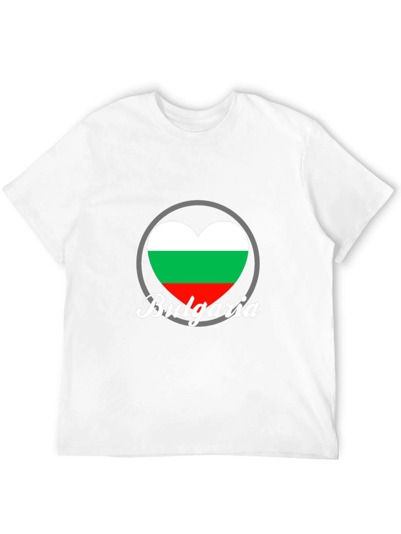 Bulgaria Heart Flag T-Shirt - Black Crew Neck Tee