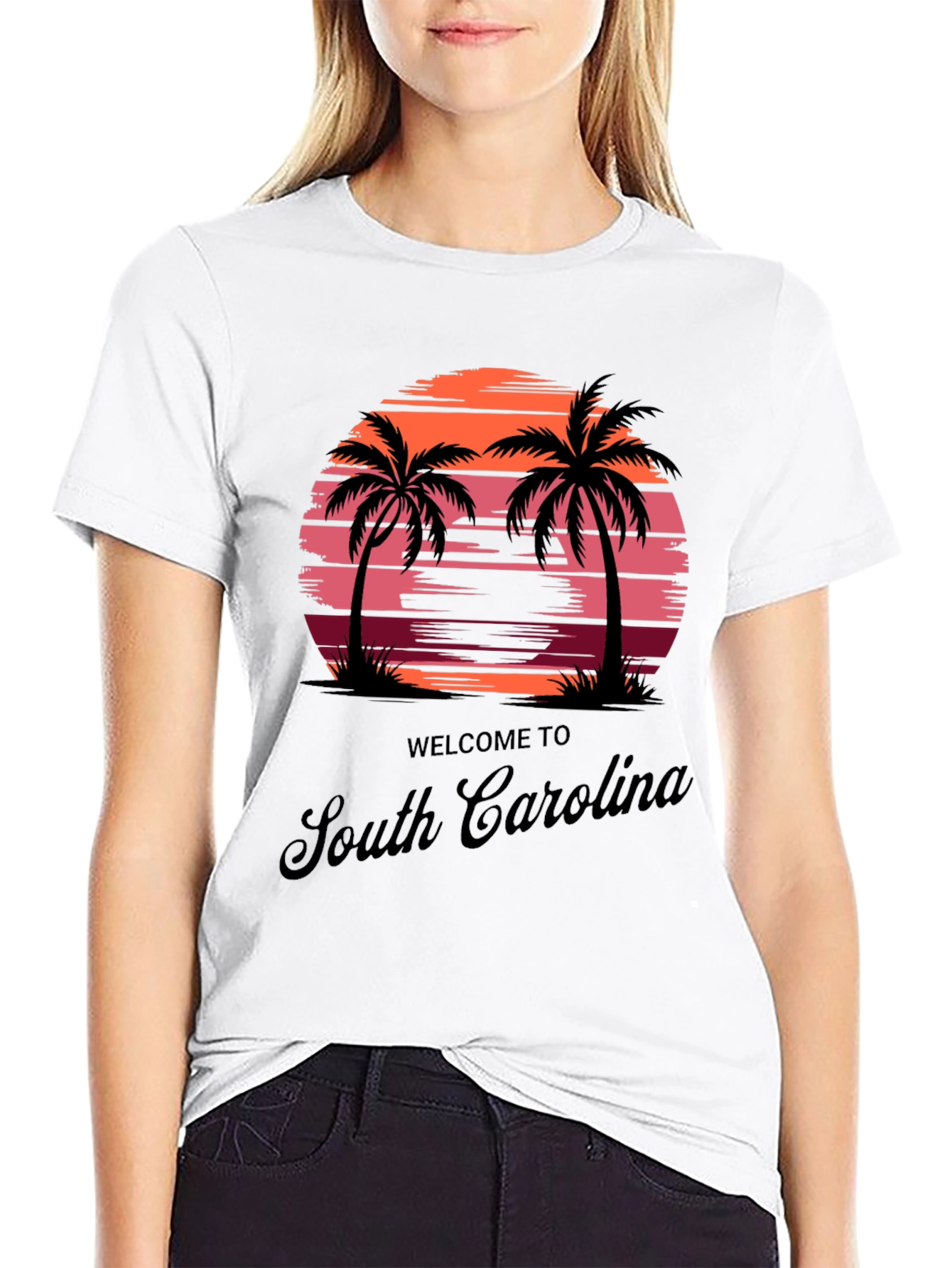 South Carolina Palm Tree Sunset Graphic Tee