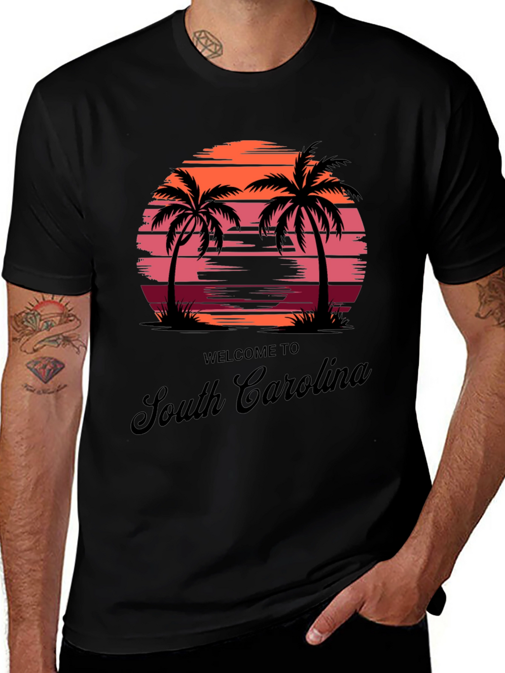South Carolina Palm Tree Sunset Graphic Tee