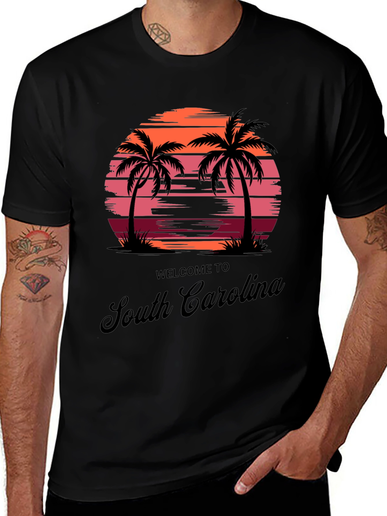 South Carolina Palm Tree Sunset Graphic Tee