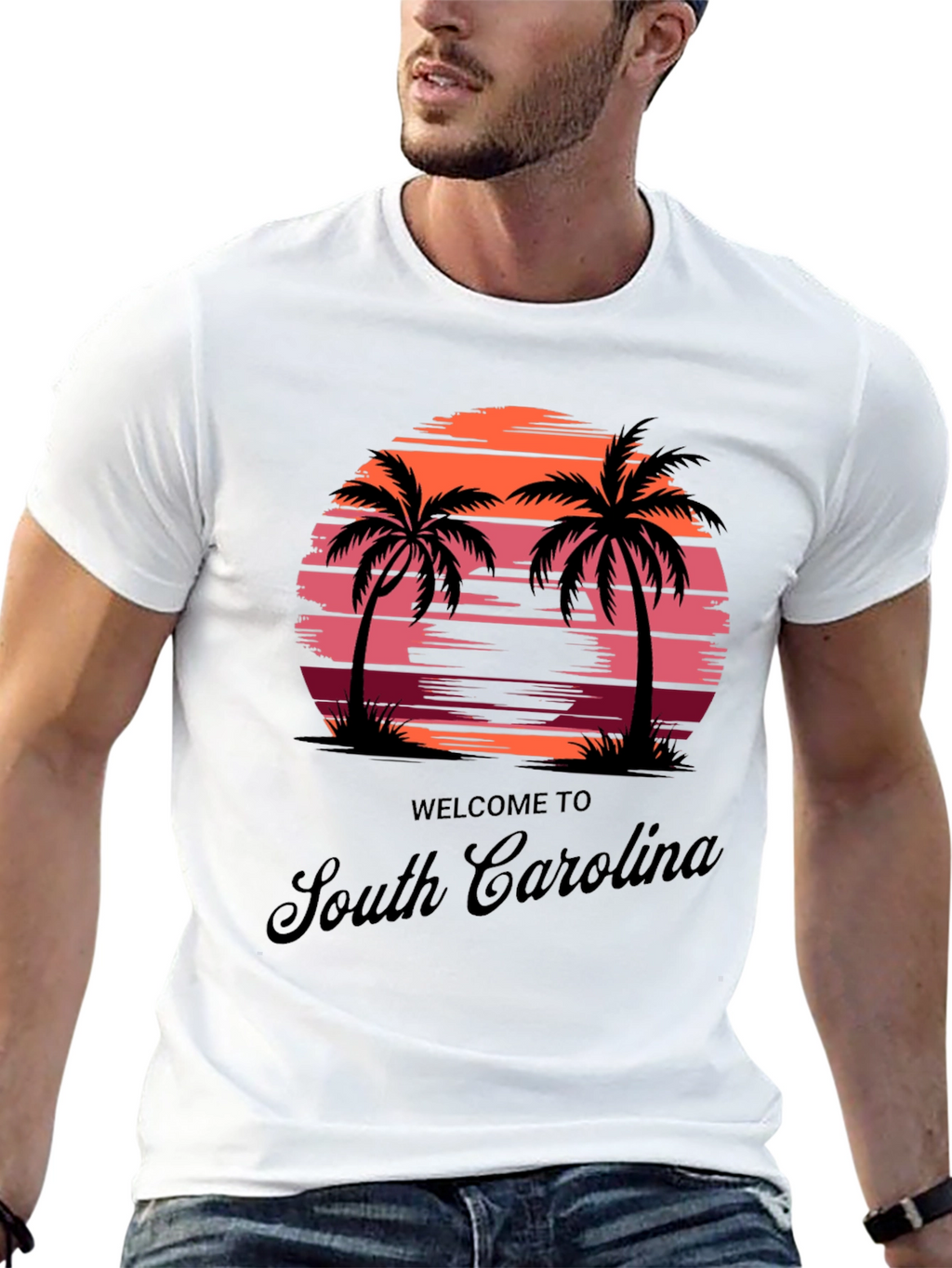 South Carolina Palm Tree Sunset Graphic Tee