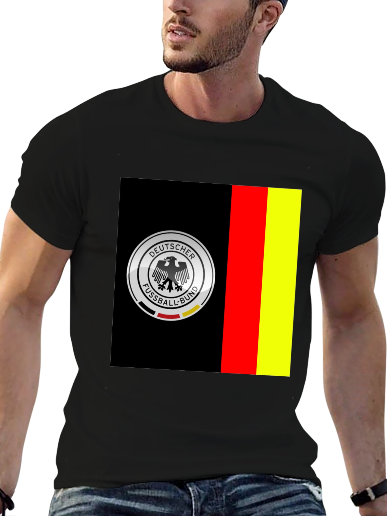 Germany Soccer Team Graphic Tee - Black Cotton Shirt
