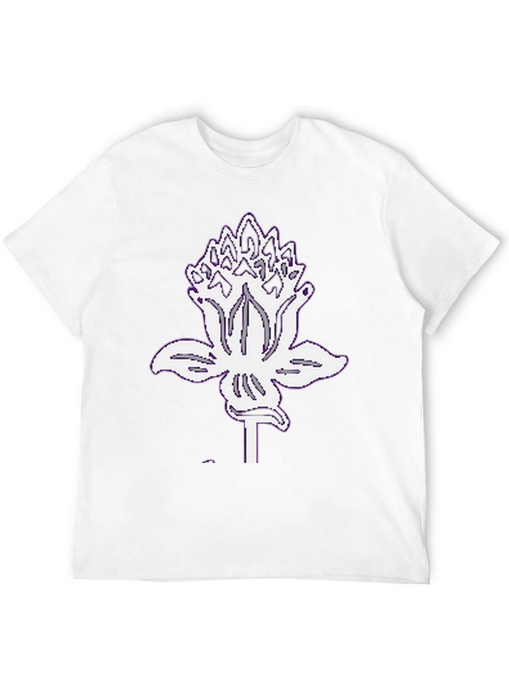 Black Graphic Tee with White Lotus Design