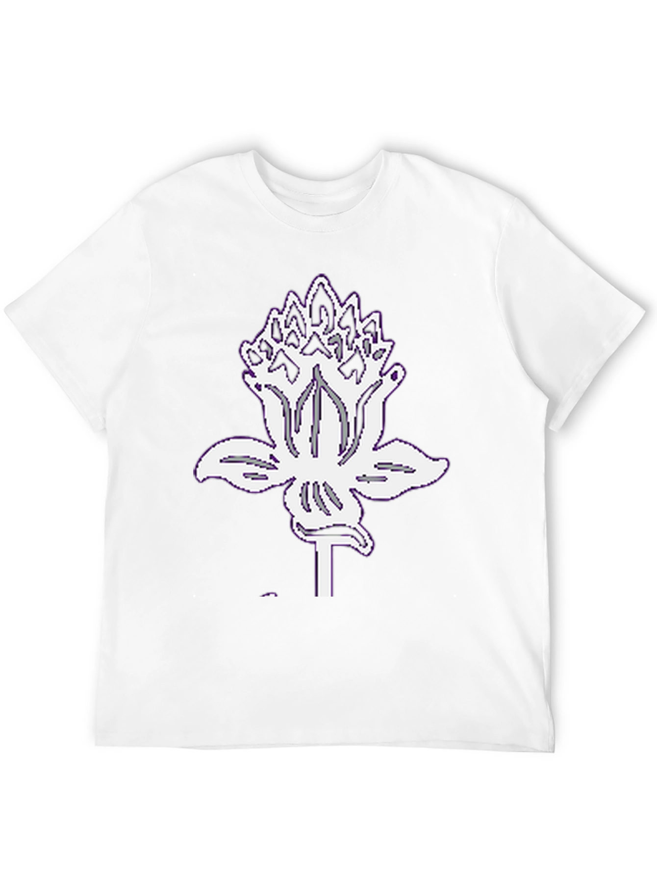 Black Graphic Tee with White Lotus Design