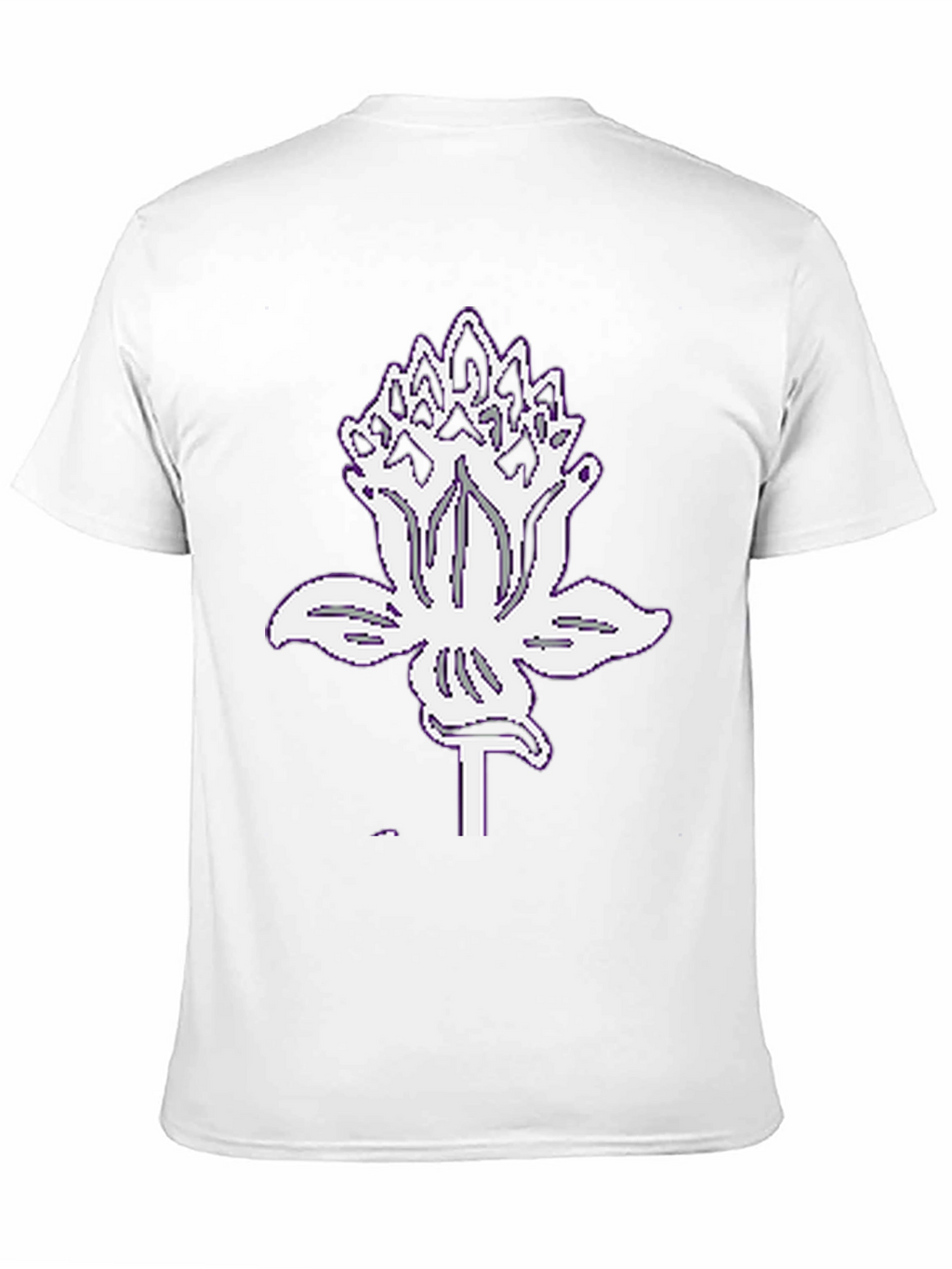 Black Graphic Tee with White Lotus Design