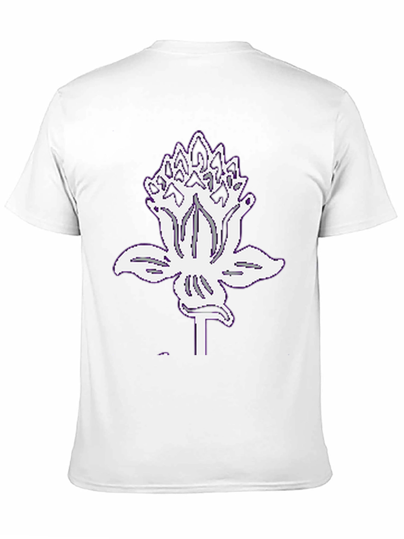 Black Graphic Tee with White Lotus Design