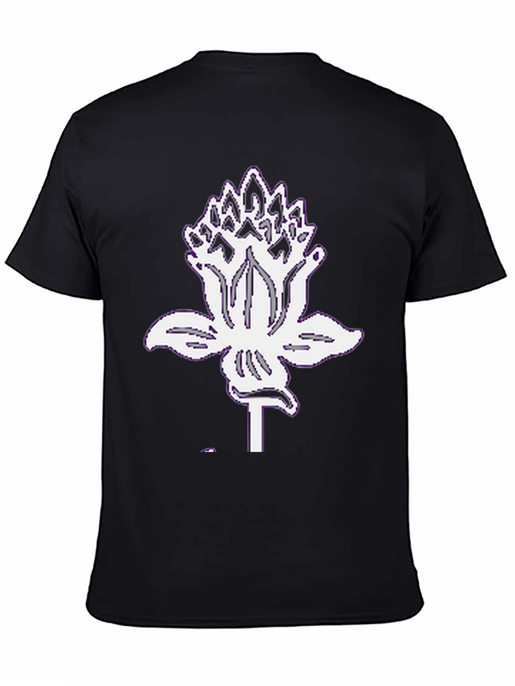 Black Graphic Tee with White Lotus Design