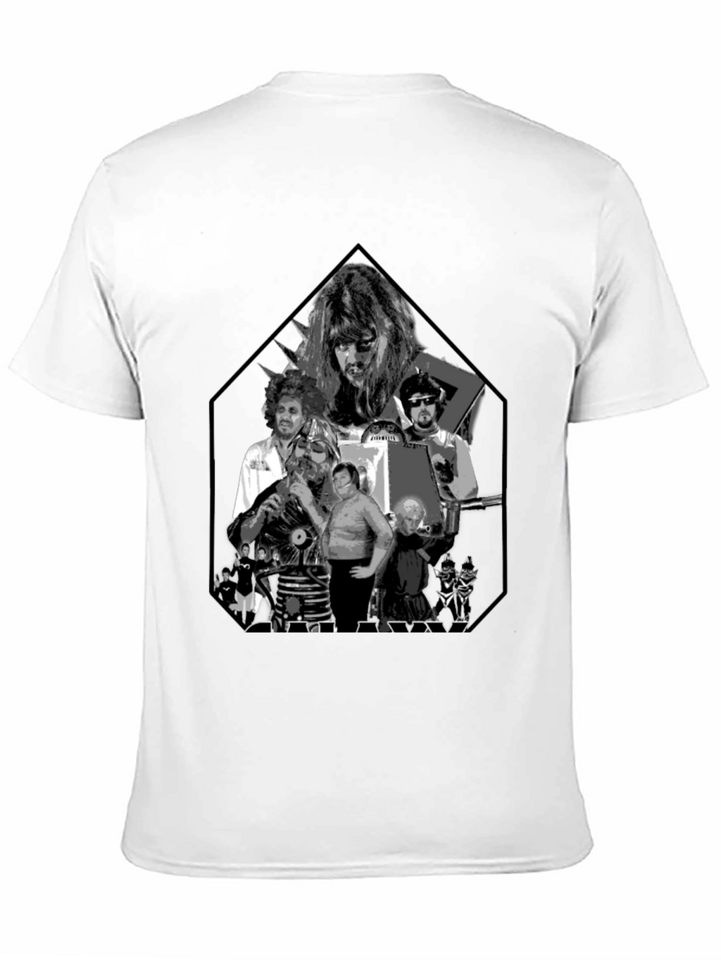 Retro Black Tee with Sci-Fi Character Print