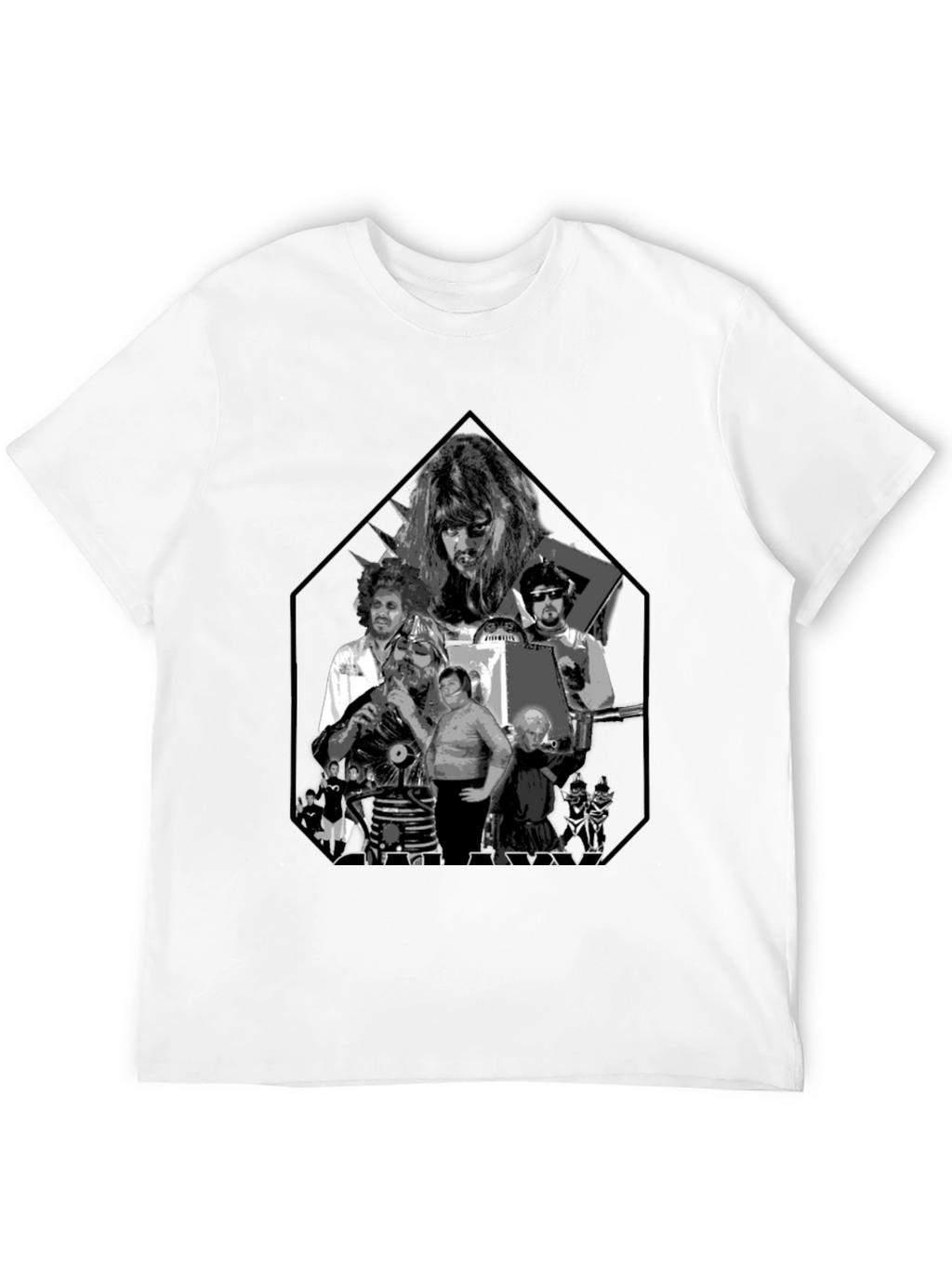 Retro Black Tee with Sci-Fi Character Print