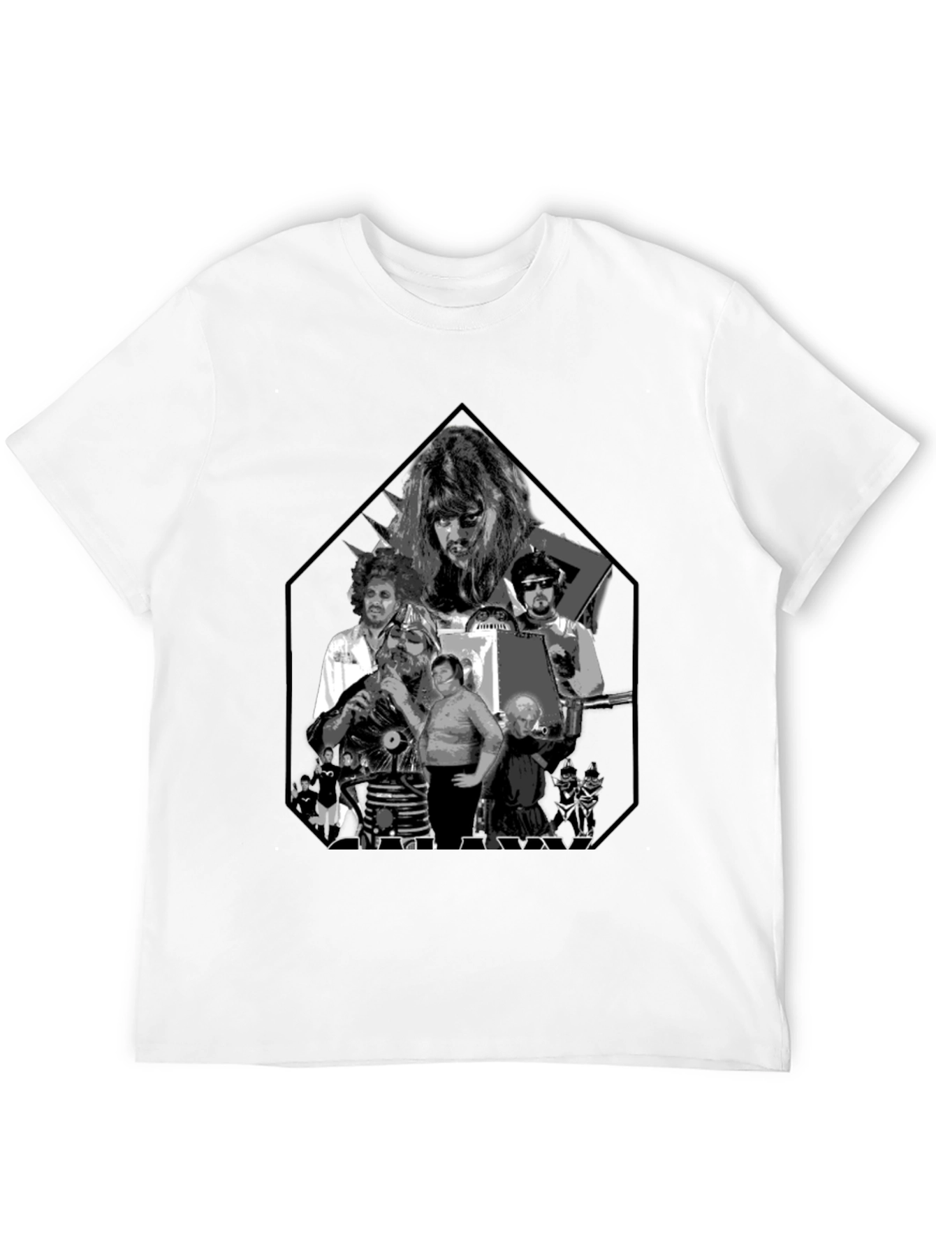 Retro Black Tee with Sci-Fi Character Print