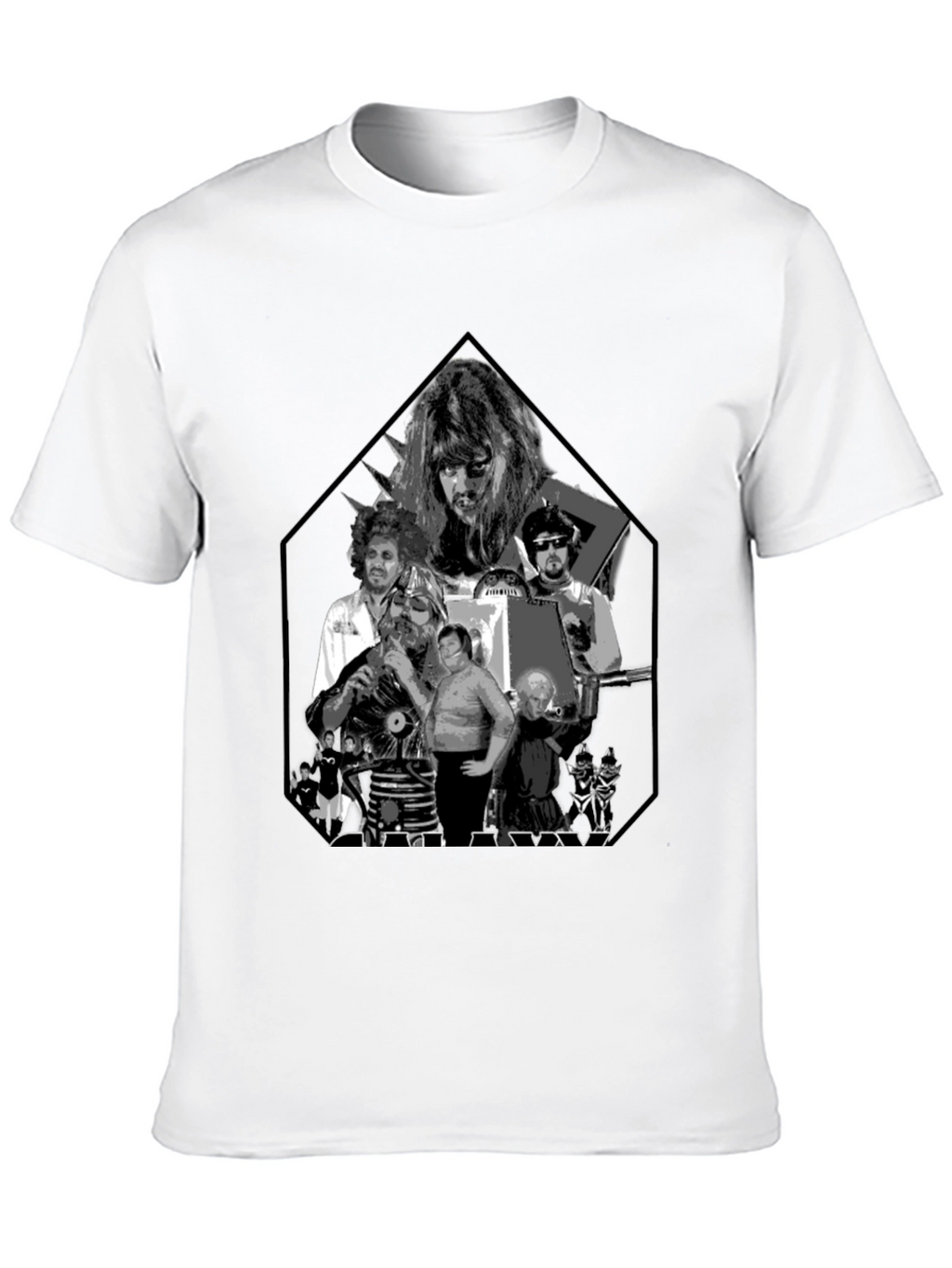 Retro Black Tee with Sci-Fi Character Print