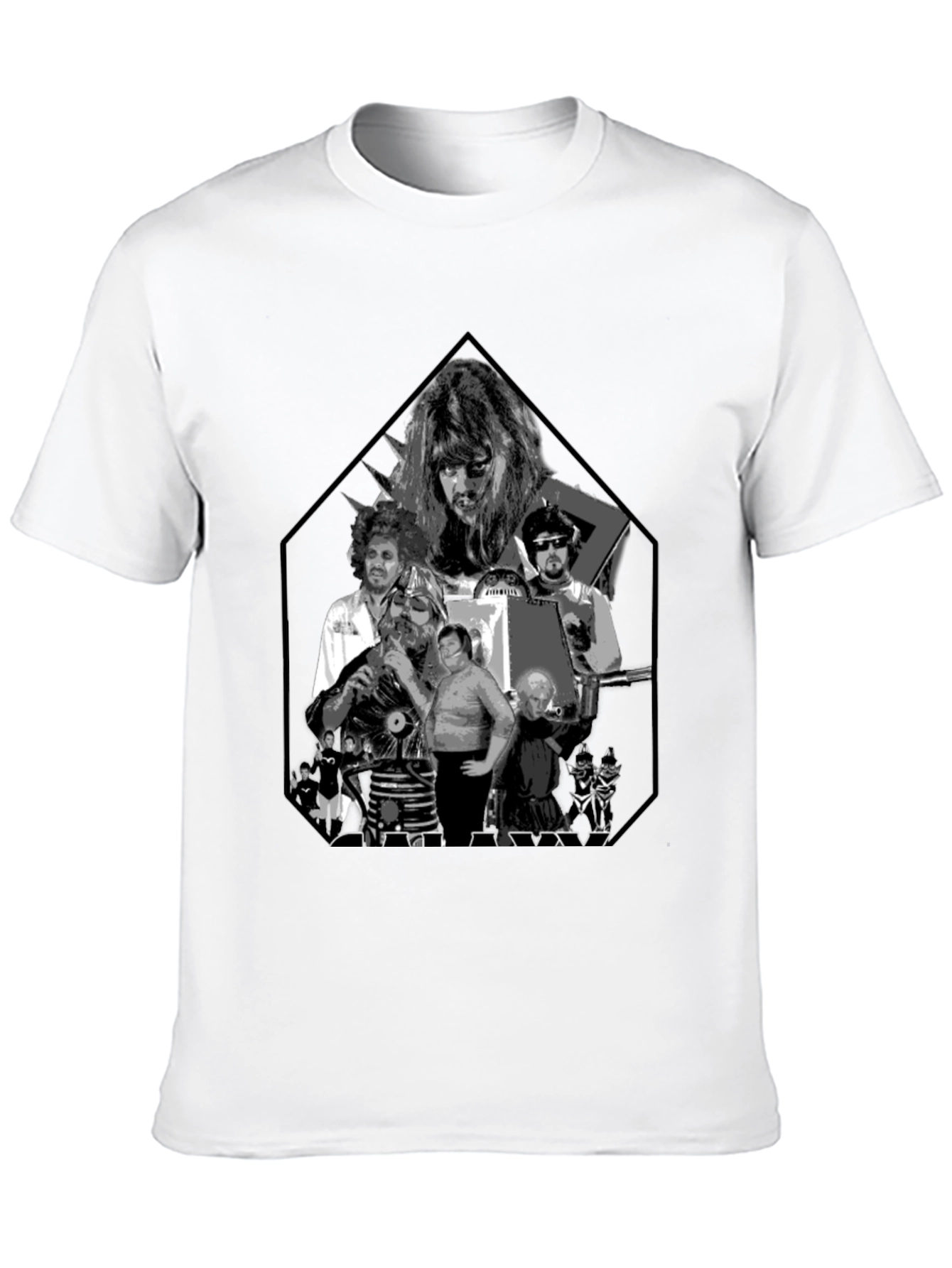 Retro Black Tee with Sci-Fi Character Print