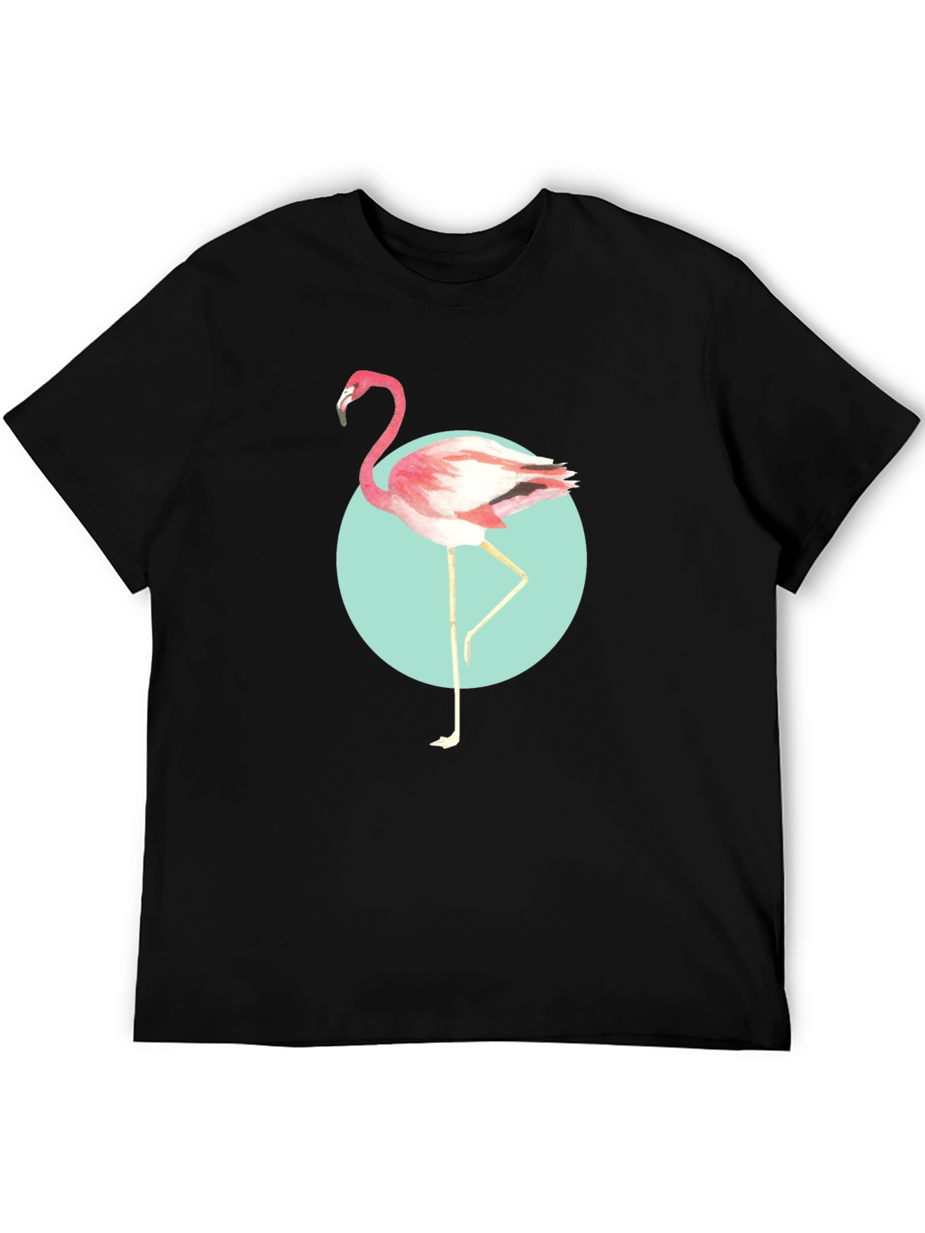 Trendy Flamingo Graphic Tee - Soft Black Cotton T-Shirt