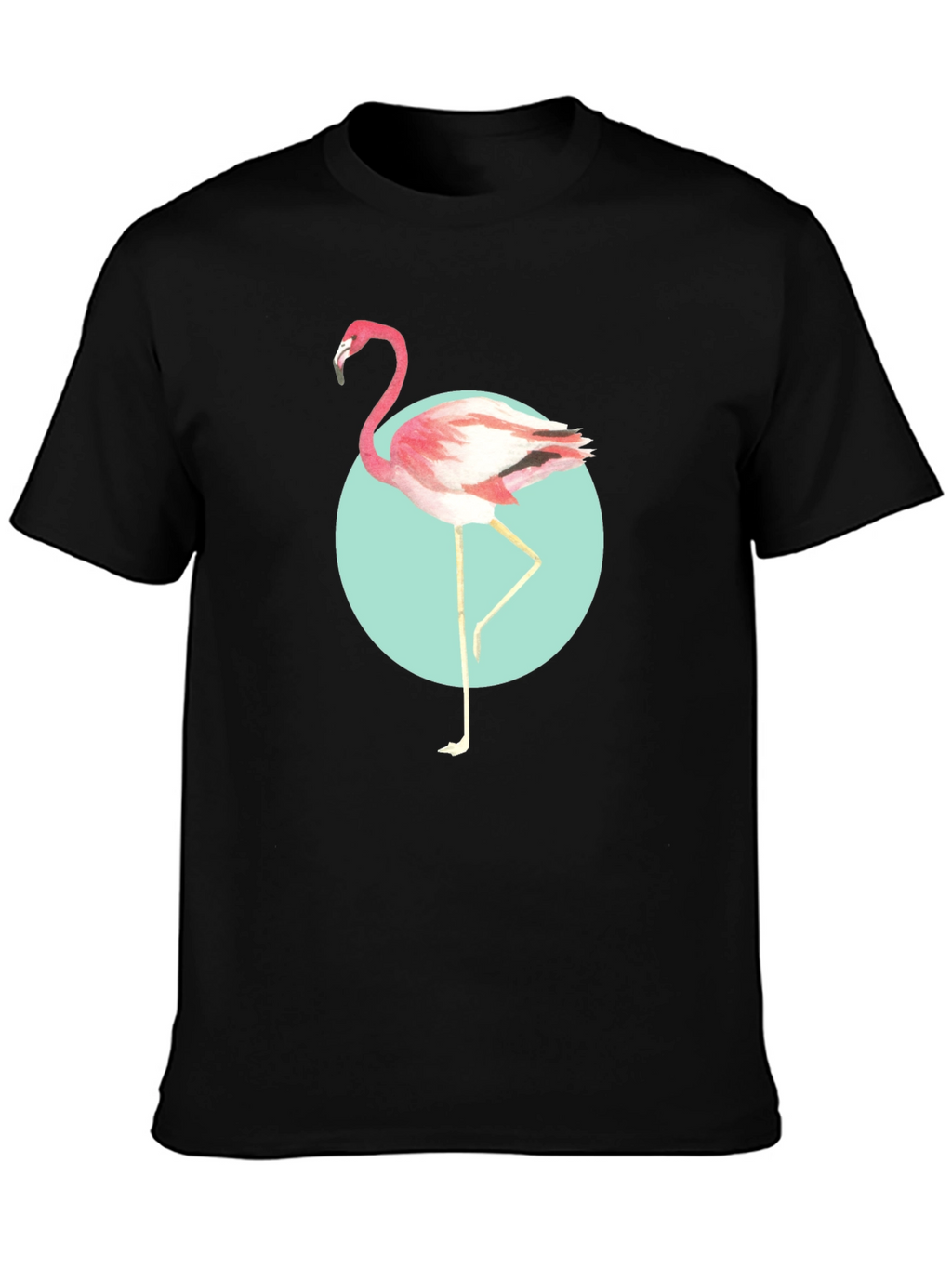 Trendy Flamingo Graphic Tee - Soft Black Cotton T-Shirt