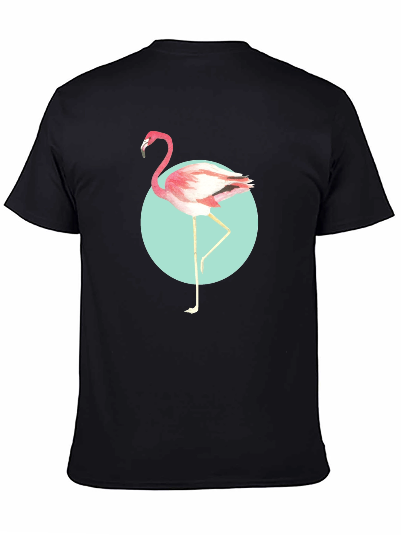 Trendy Flamingo Graphic Tee - Soft Black Cotton T-Shirt