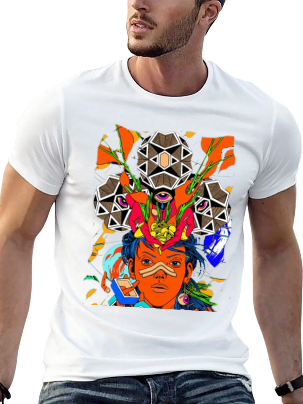 Abstract Graphic Print Mens T-Shirt