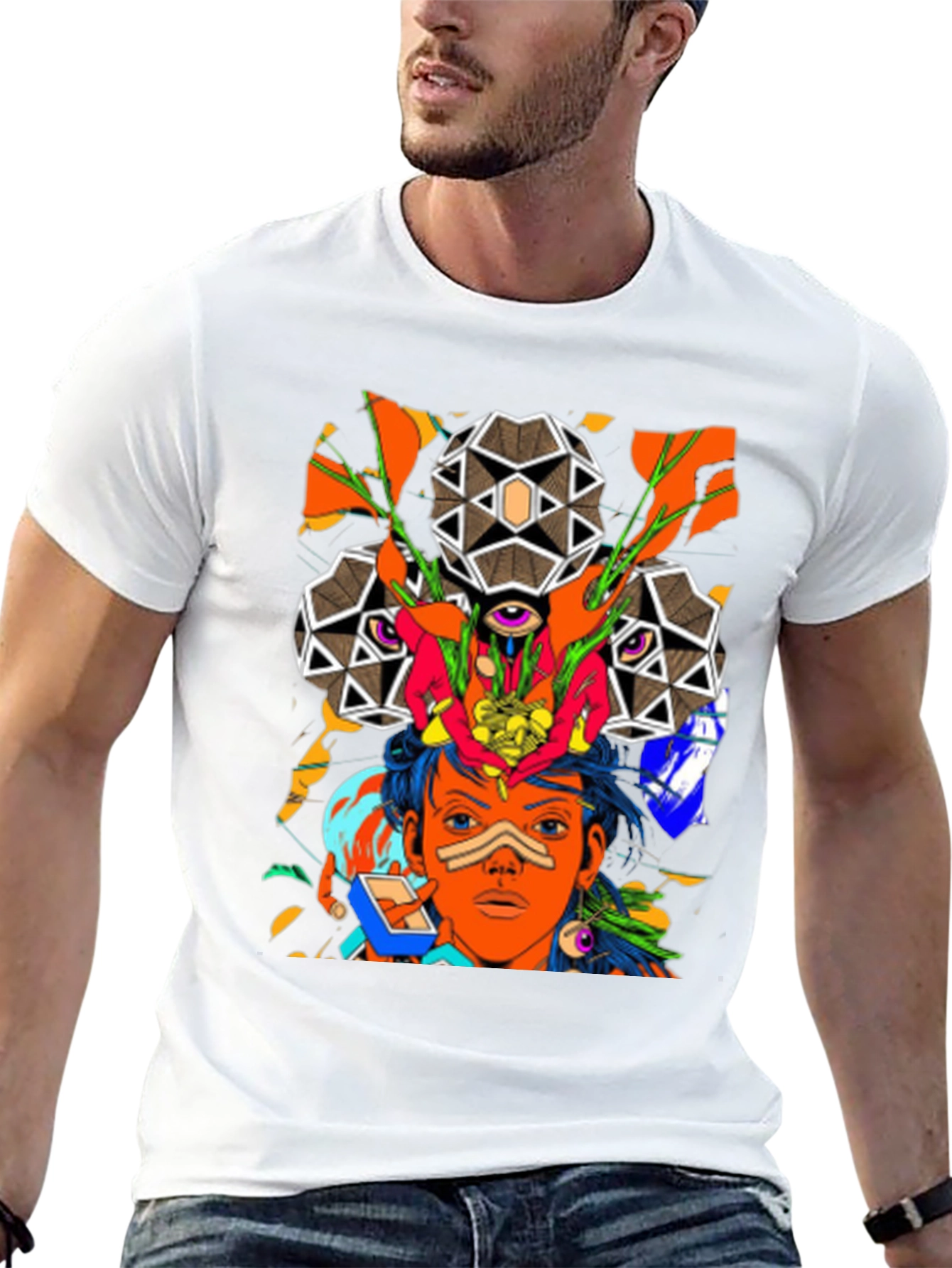 Abstract Graphic Print Mens T-Shirt
