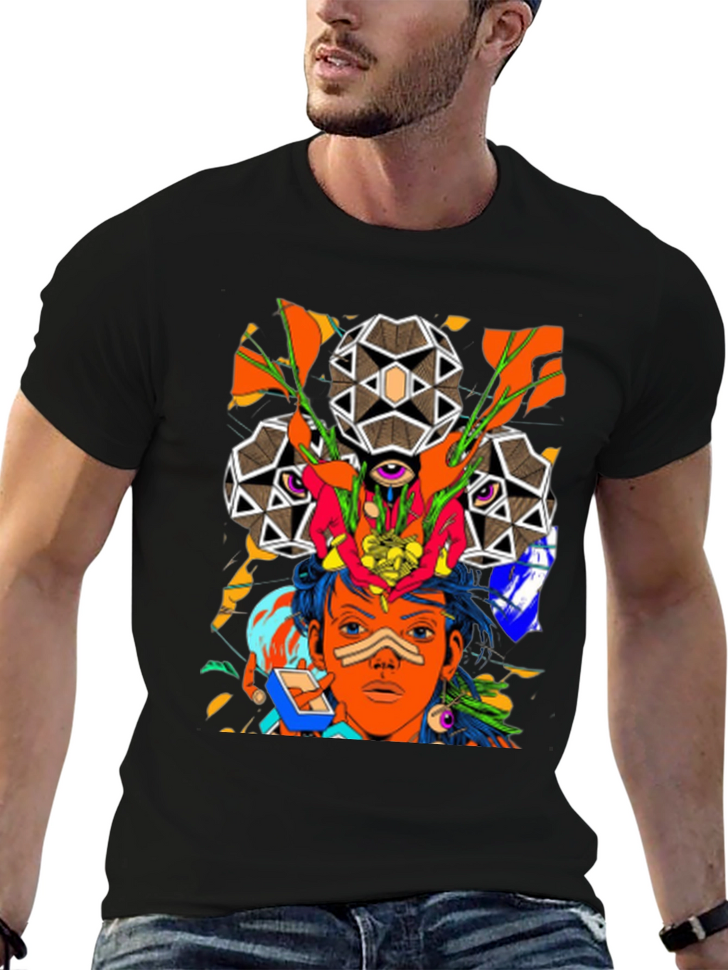 Abstract Graphic Print Mens T-Shirt