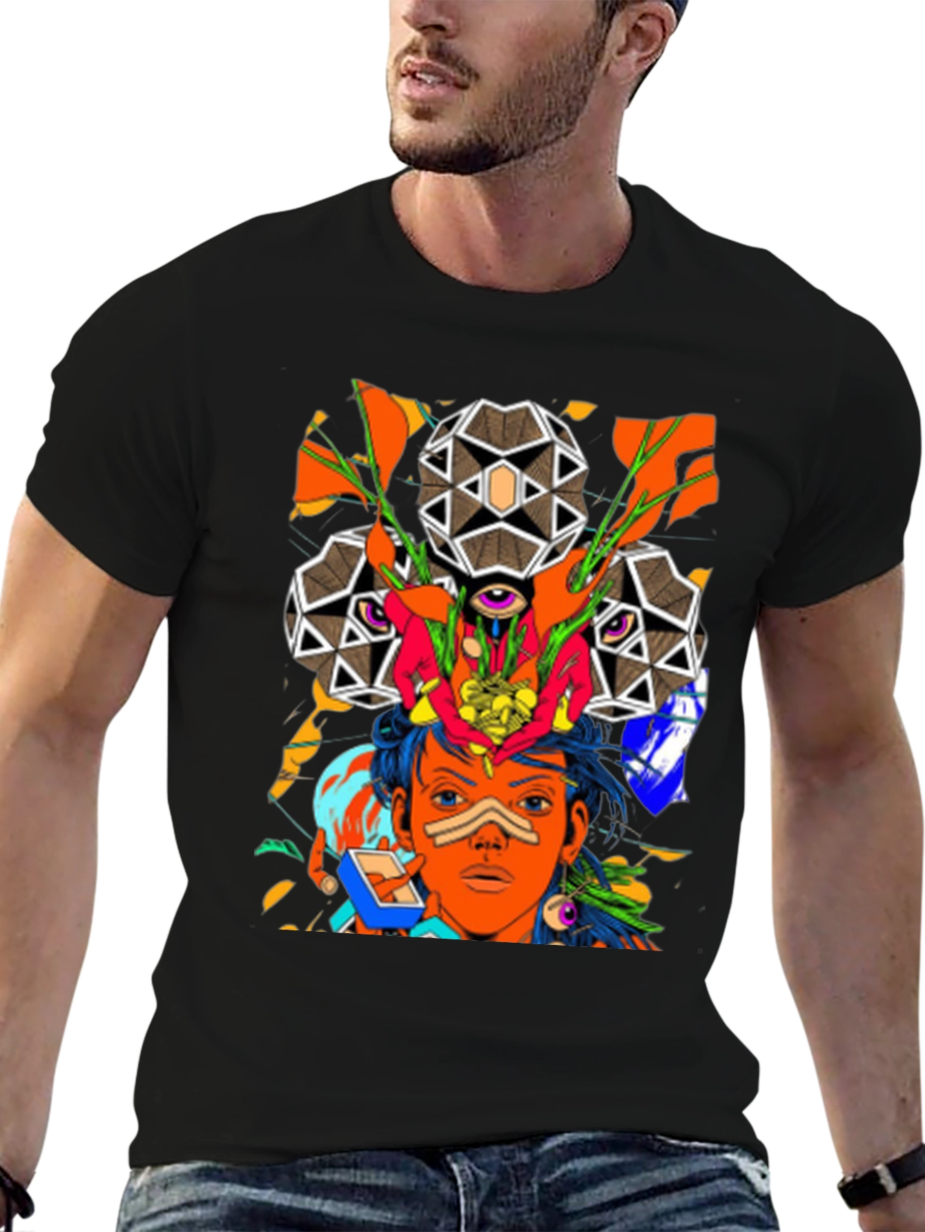 Abstract Graphic Print Mens T-Shirt