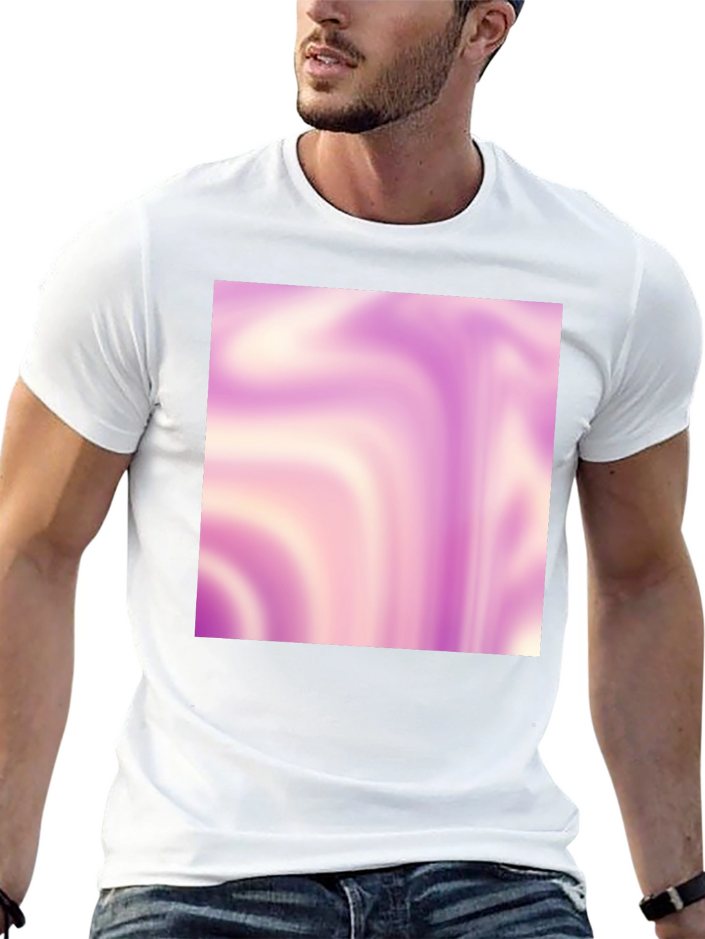 Abstract Swirl Tee - Trendy Graphic Print Black T-Shirt