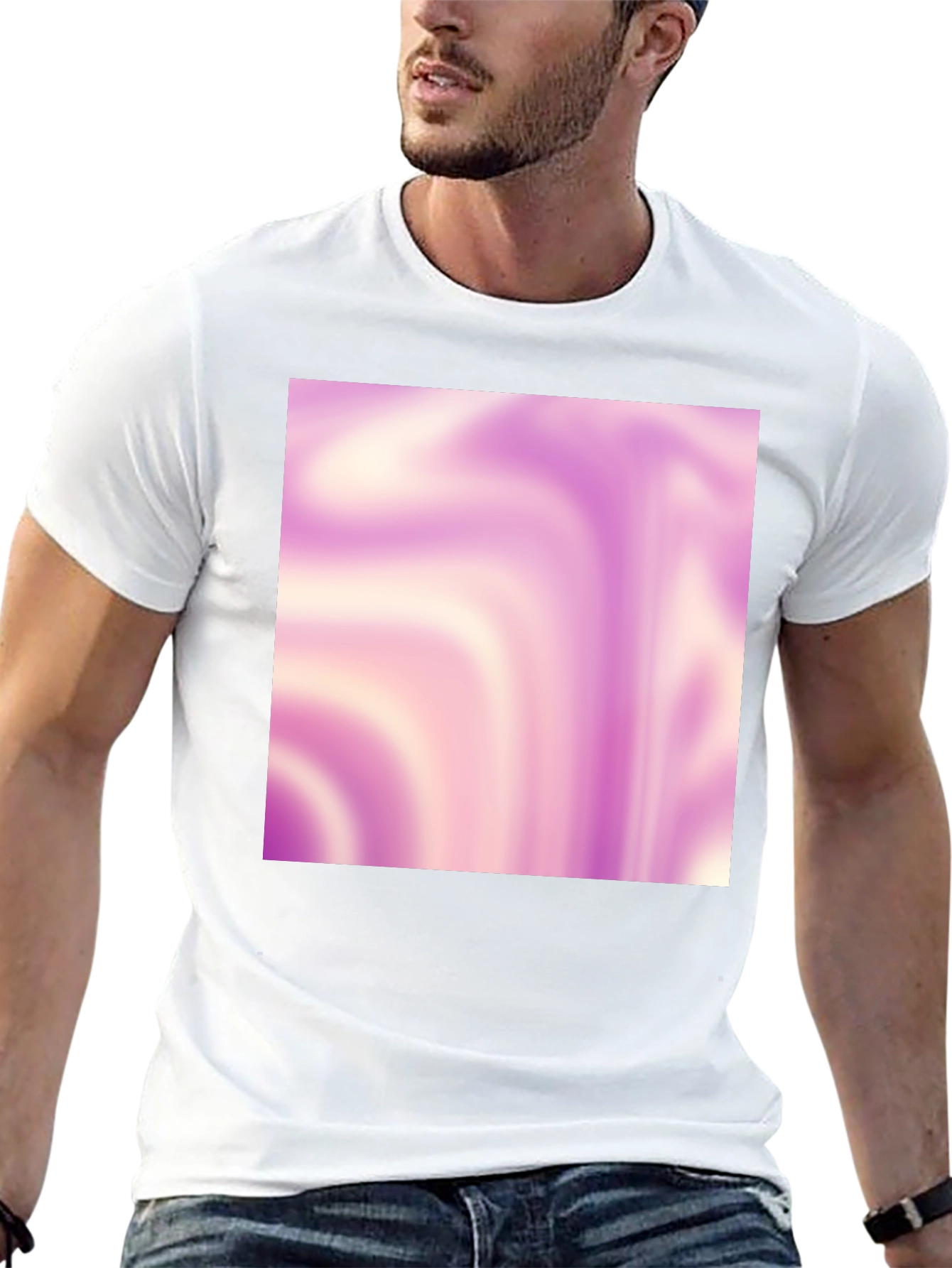 Abstract Swirl Tee - Trendy Graphic Print Black T-Shirt