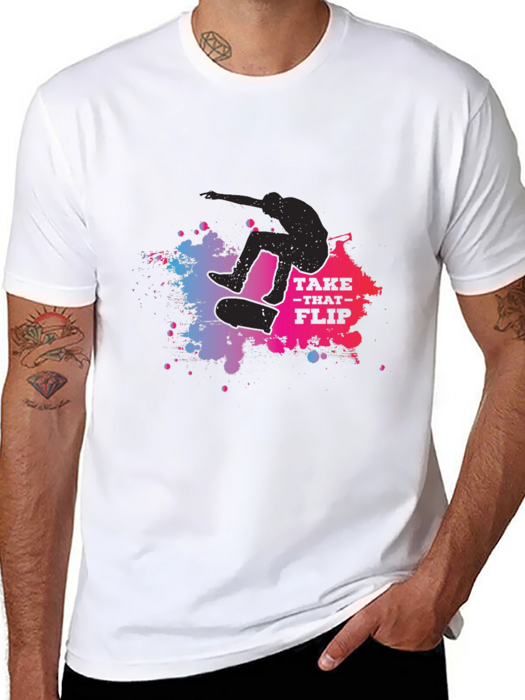 Skateboarder Graphic Tee: Take That Flip