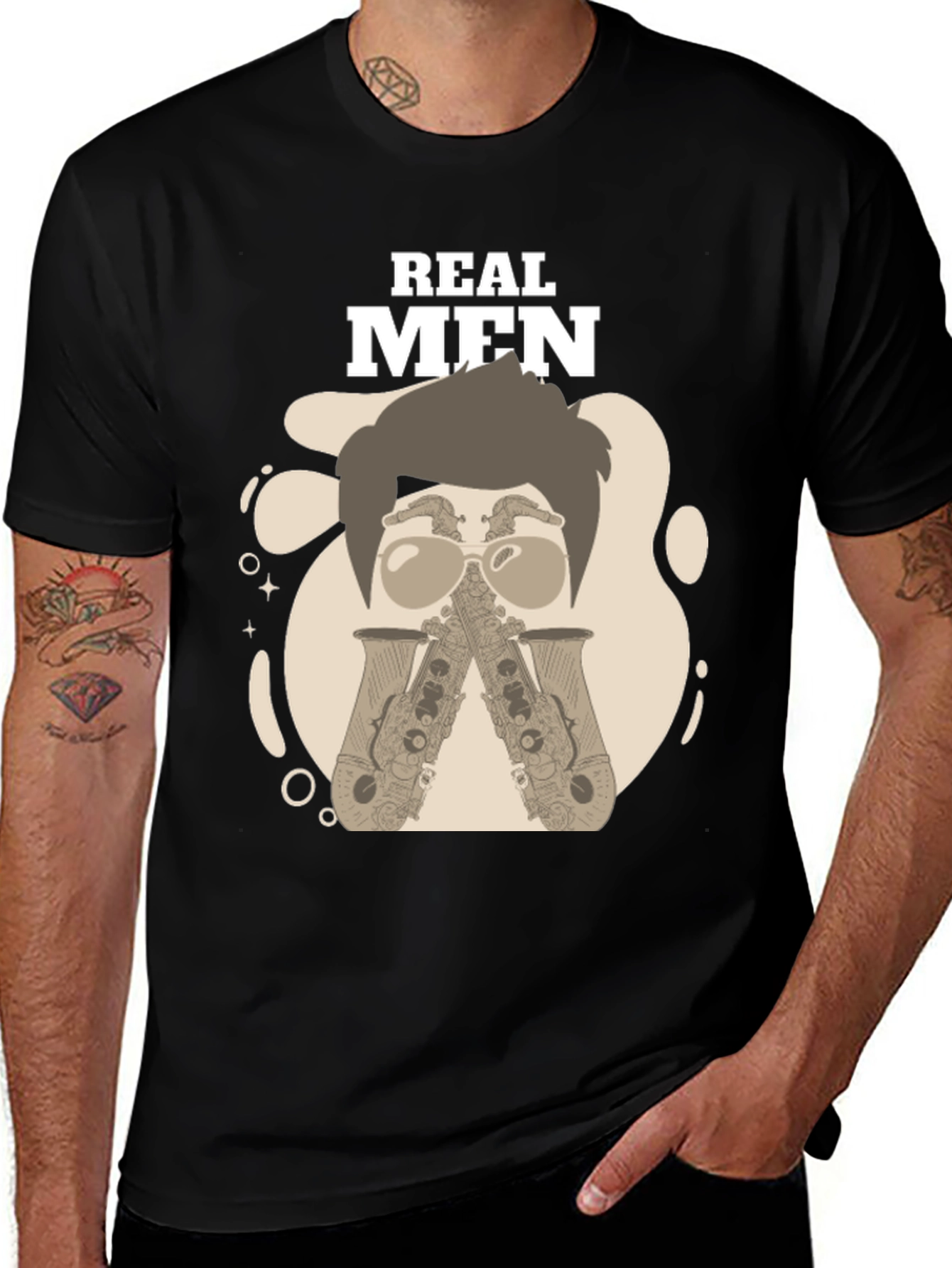 Real Men Saxophone T-Shirt - Unique Graphic Tee