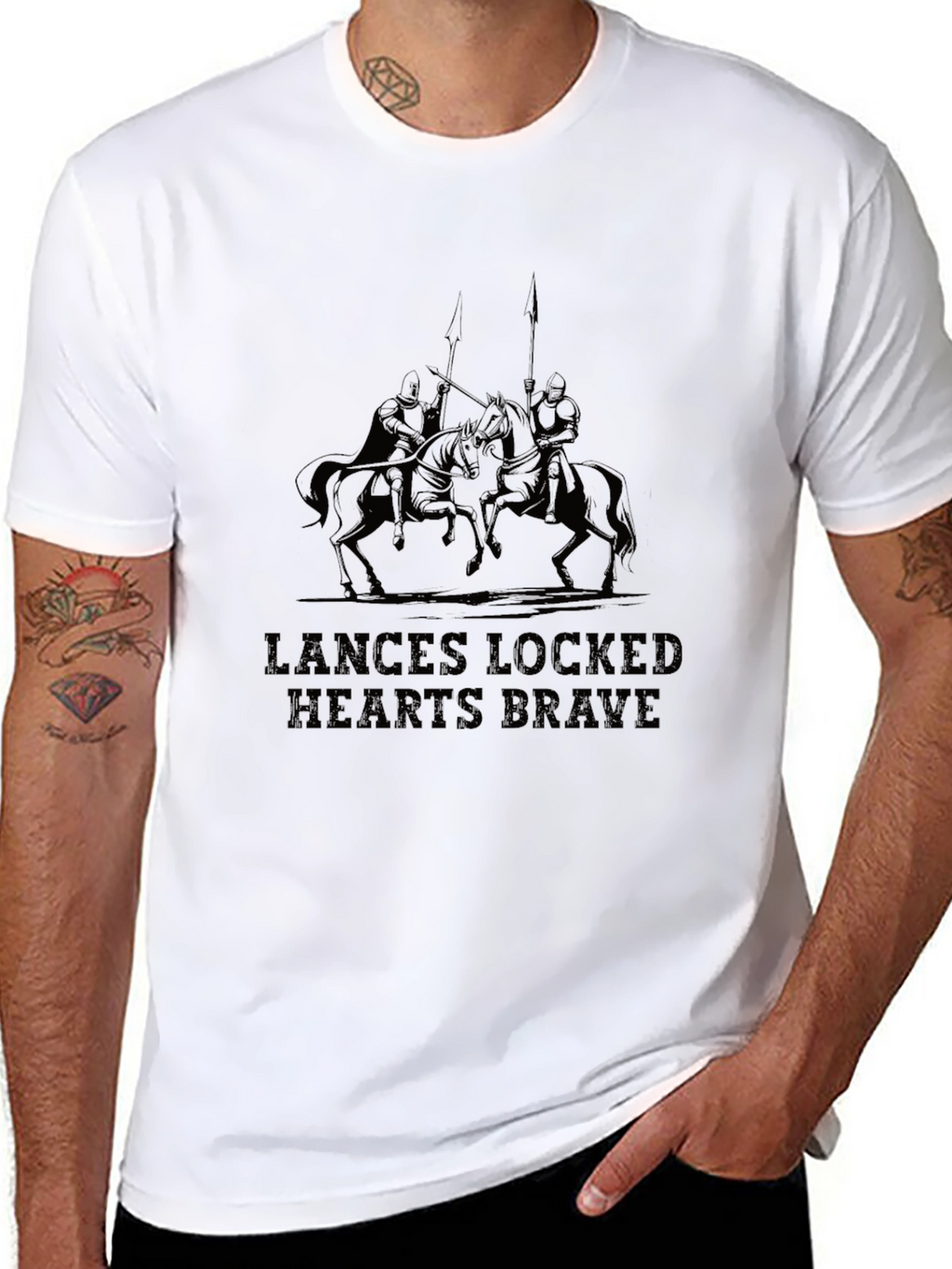 Lances Locked Brave Hearts Black T-Shirt