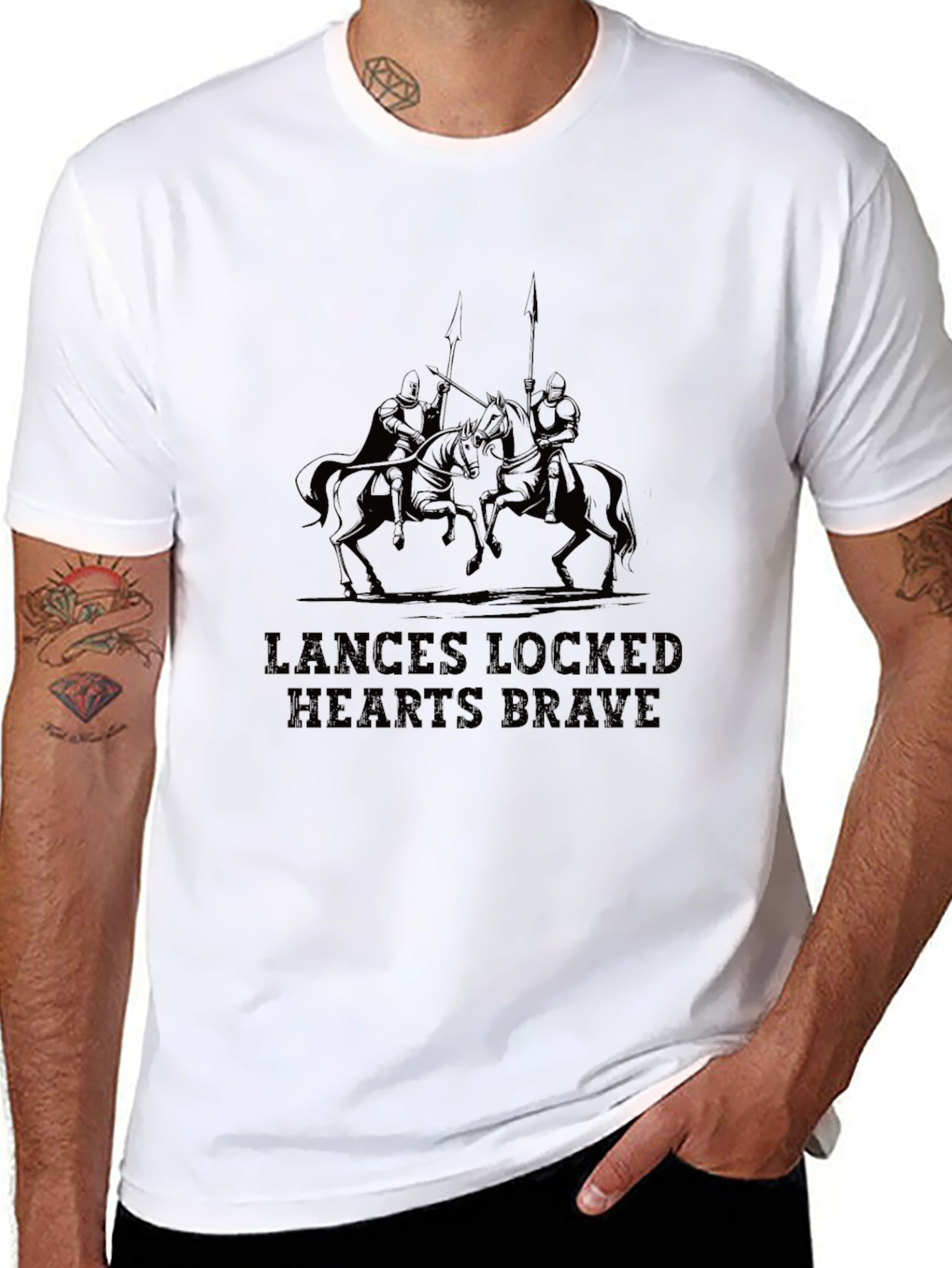 Lances Locked Brave Hearts Black T-Shirt