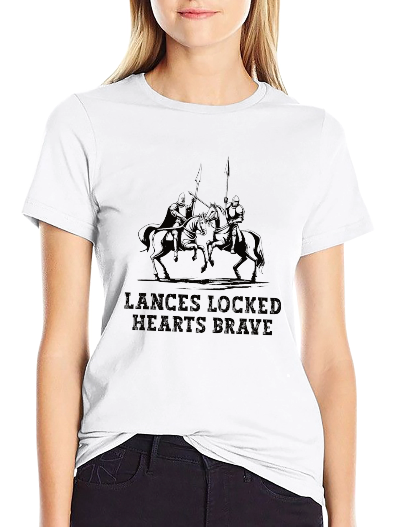 Lances Locked Brave Hearts Black T-Shirt