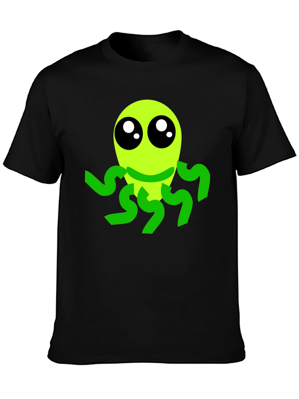 Cute Alien Graphic Tee - Black Casual T-Shirt