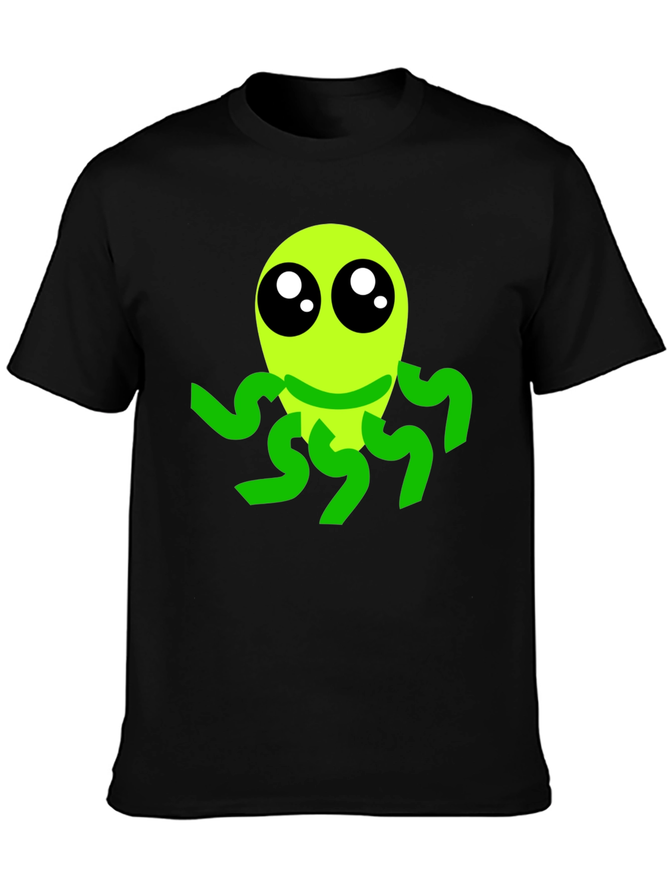 Cute Alien Graphic Tee - Black Casual T-Shirt