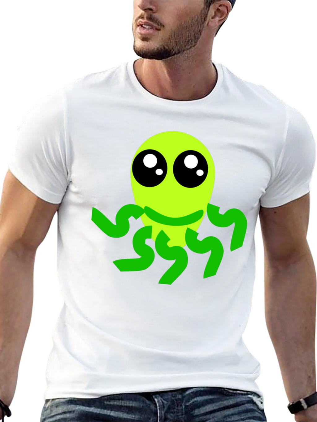 Cute Alien Graphic Tee - Black Casual T-Shirt