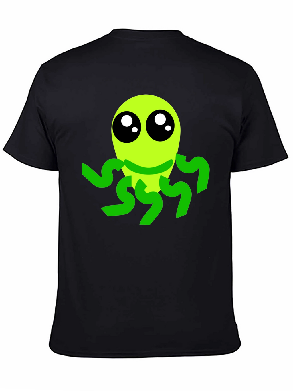 Cute Alien Graphic Tee - Black Casual T-Shirt