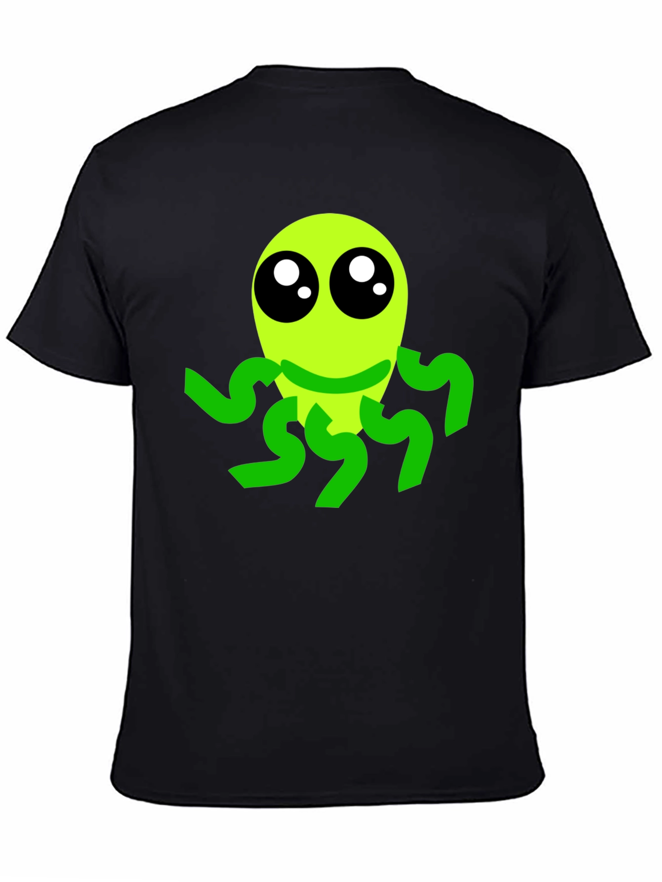 Cute Alien Graphic Tee - Black Casual T-Shirt