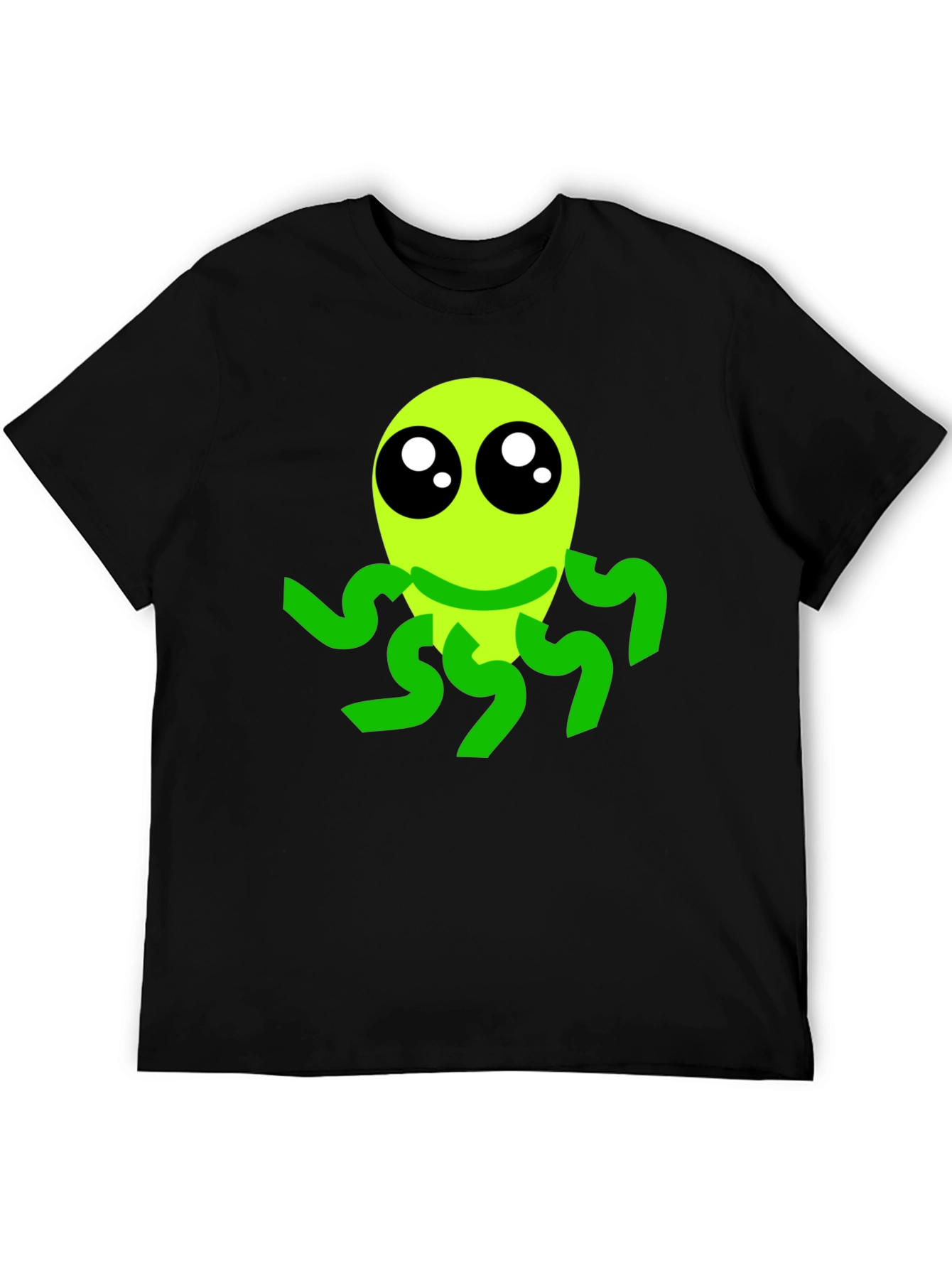 Cute Alien Graphic Tee - Black Casual T-Shirt