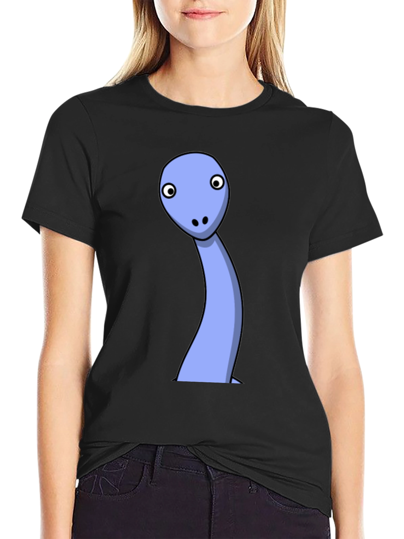 Cartoon Dinosaur Black T-Shirt