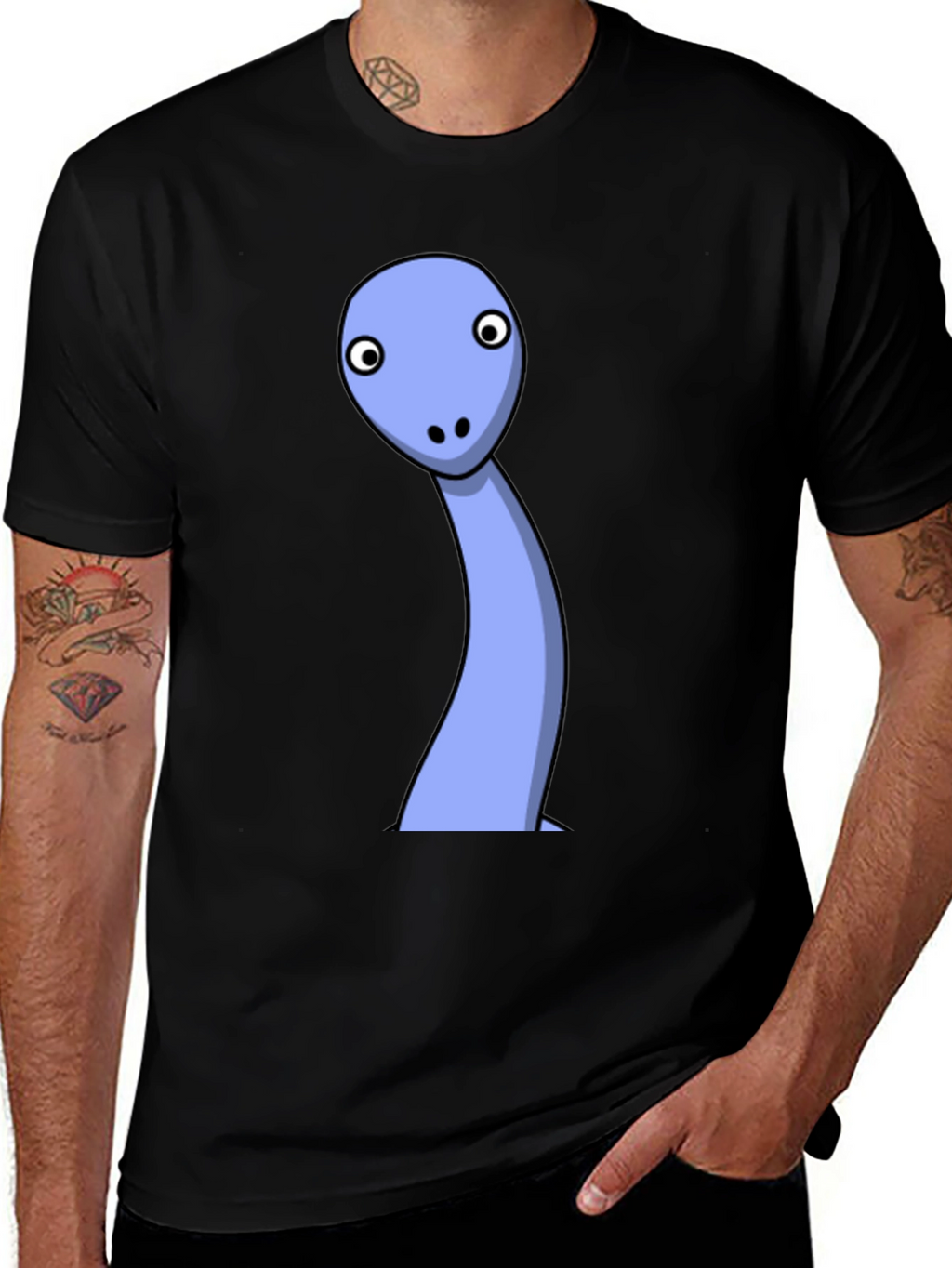Cartoon Dinosaur Black T-Shirt
