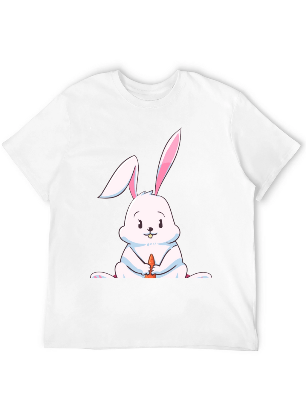 Cute Rabbit Graphic Tee - Black Cotton Blend