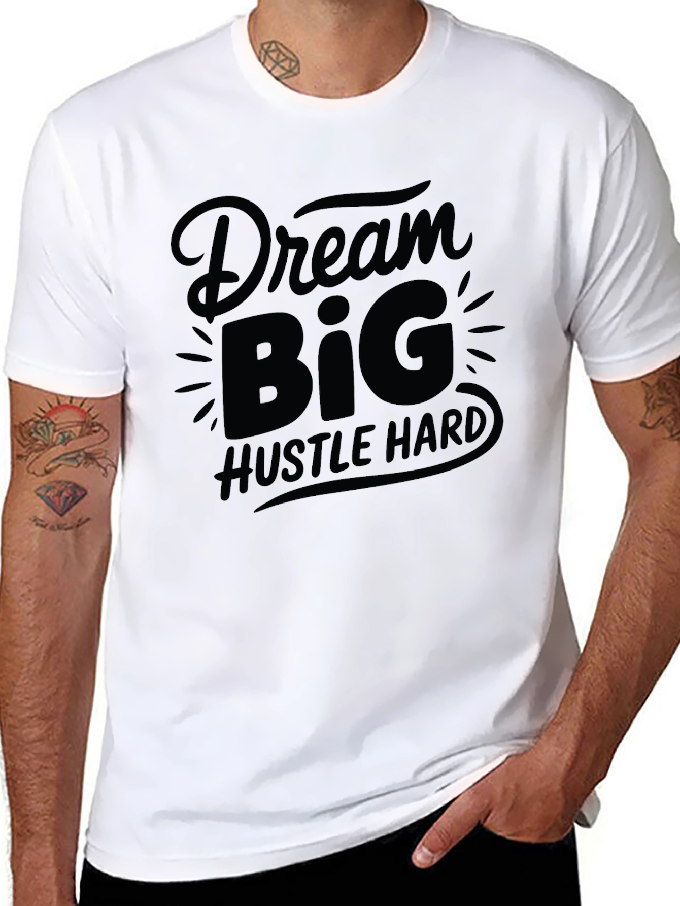 Dream Big Hustle Hard Black Graphic T-Shirt