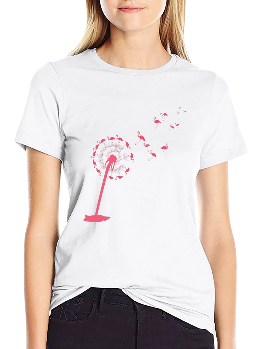 Flamingo Dandelion Black Graphic Tee