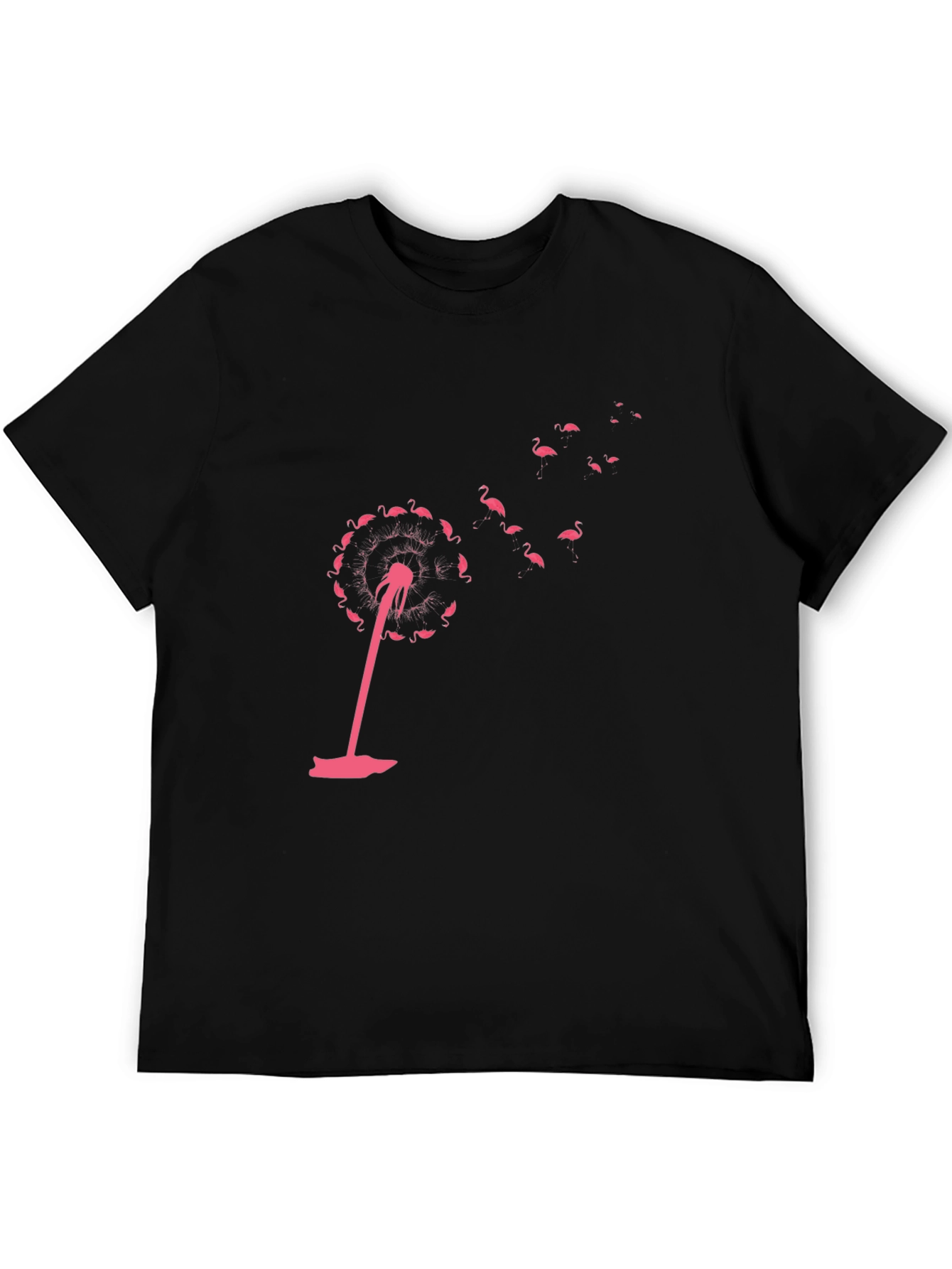 Flamingo Dandelion Black Graphic Tee