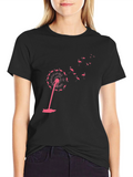 Flamingo Dandelion Black Graphic Tee