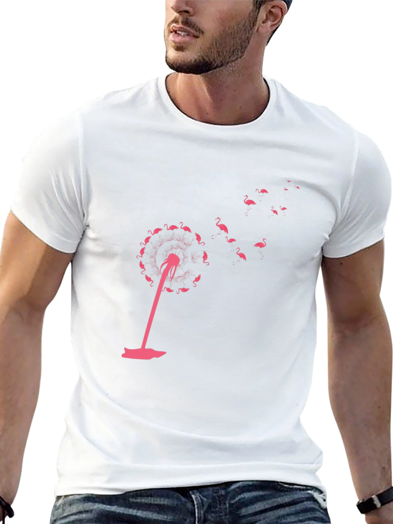 Flamingo Dandelion Black Graphic Tee