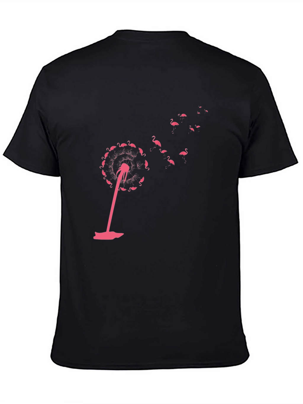Flamingo Dandelion Black Graphic Tee