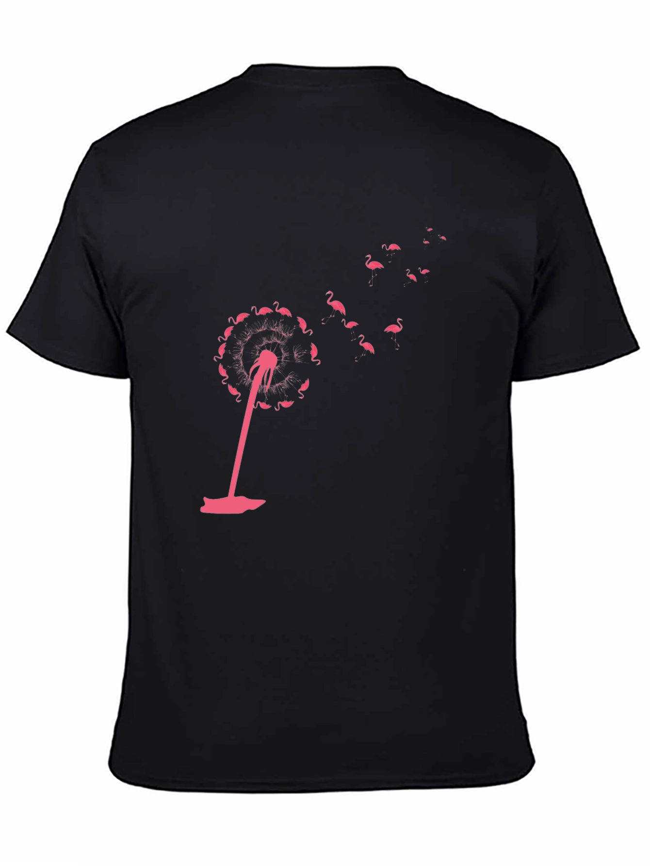 Flamingo Dandelion Black Graphic Tee